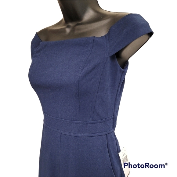 Teeze Me Navy Blue Off The Shoulder Pants Jumpsuit With Pockets Size 3/4 - Picture 4 of 10